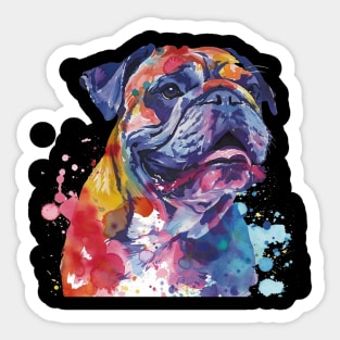 Bulldog Dog Water Color Pop Art Design for Dog Lover Sticker